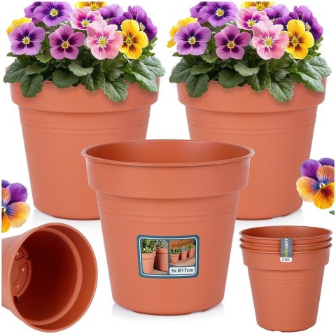 Doniczka ogrodowa plastikowa okrągła duża 17 cm 3 szt. PROGARDEN 339520 Doniczka ogrodowa plastikowa okrągła duża 17 cm 3 szt. PROGARDEN 339520