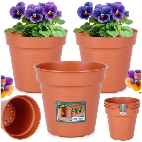 Doniczka ogrodowa plastikowa okrągła mała 13 cm 3 szt. PROGARDEN 339518 Doniczka ogrodowa plastikowa okrągła mała 13 cm 3 szt. PROGARDEN 339518