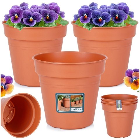 Doniczka ogrodowa plastikowa okrągła średnia 15 cm 3 szt. PROGARDEN 339519 Doniczka ogrodowa plastikowa okrągła średnia 15 cm 3 szt. PROGARDEN 339519