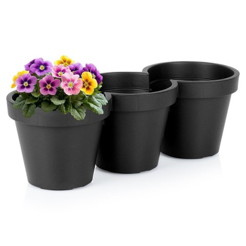 Doniczka ogrodowa plastikowa potrójna czarna duża 39,5 cm VILDE 339509 Doniczka ogrodowa plastikowa potrójna czarna duża 39,5 cm VILDE 339509