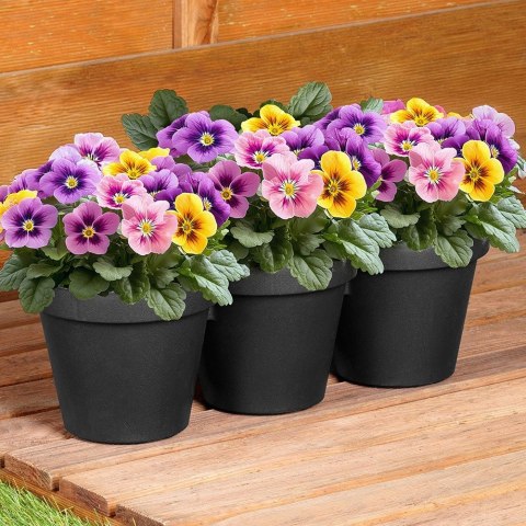 Doniczka ogrodowa plastikowa potrójna czarna duża 39,5 cm VILDE 339509 Doniczka ogrodowa plastikowa potrójna czarna duża 39,5 cm VILDE 339509