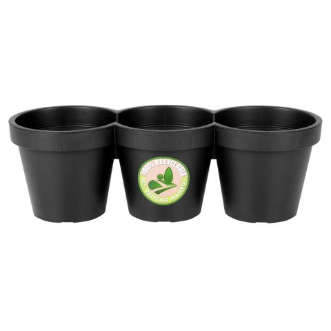 Doniczka ogrodowa plastikowa potrójna czarna duża 39,5 cm VILDE 339509 Doniczka ogrodowa plastikowa potrójna czarna duża 39,5 cm VILDE 339509