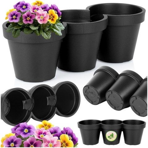 Doniczka ogrodowa plastikowa potrójna czarna duża 39,5 cm VILDE 339509 Doniczka ogrodowa plastikowa potrójna czarna duża 39,5 cm VILDE 339509
