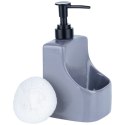Dozownik do płynu do naczyń z pojemnikiem i gąbką szary 400ml VILDE 568008 Dozownik do płynu do naczyń z pojemnikiem i gąbką szary 400ml VILDE 568008