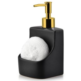 Dozownik do płynu do naczyń z pojemnikiem na gąbkę czarny GOLD 400ml VILDE 568007