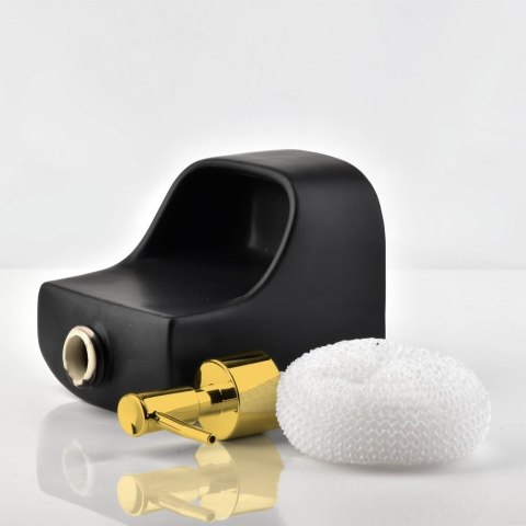 Dozownik do płynu do naczyń z pojemnikiem na gąbkę czarny GOLD 400ml VILDE 568007 Dozownik do płynu do naczyń z pojemnikiem na gąbkę czarny GOLD 400ml VILDE 568007