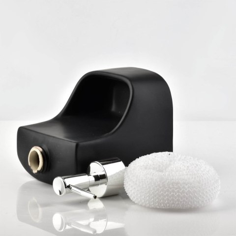 Dozownik do płynu do naczyń z pojemnikiem na gąbkę czarny SILVER 400ml VILDE 568006