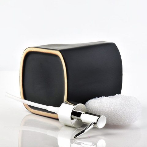 Dozownik do płynu do naczyń z pojemnikiem na gąbkę czarny SILVER 400ml VILDE 568006