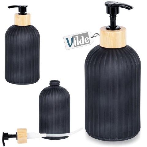 Dozownik szklany do mydła płynu do naczyń na mydło czarny 400ml VILDE 568001 Dozownik szklany do mydła płynu do naczyń na mydło czarny 400ml VILDE 568001