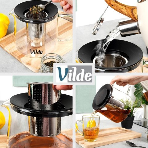 Dzbanek z zaparzaczem do herbaty szklany żaroodporny 1.5L VILDE 259723 Dzbanek z zaparzaczem do herbaty szklany żaroodporny 1.5L VILDE 259723