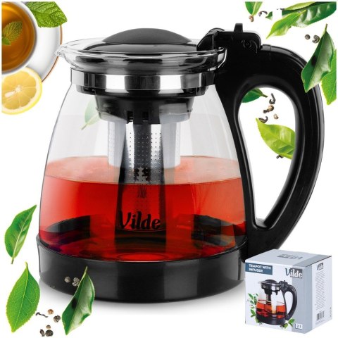 Dzbanek z zaparzaczem do herbaty szklany żaroodporny 2L VILDE 259673 Dzbanek z zaparzaczem do herbaty szklany żaroodporny 2L VILDE 259673