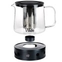 Dzbanek z zaparzaczem do herbaty szklany żaroodporny z podgrzewaczem 1.5L VILDE 259724 Dzbanek z zaparzaczem do herbaty szklany żaroodporny z podgrzewaczem 1.5L VILDE 259724