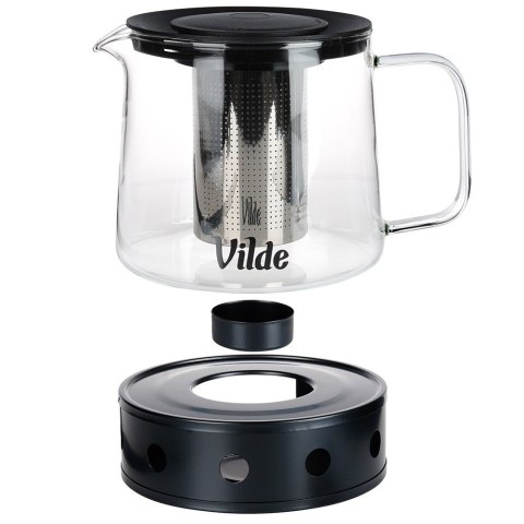 Dzbanek z zaparzaczem do herbaty szklany żaroodporny z podgrzewaczem 1.5L VILDE 259724 Dzbanek z zaparzaczem do herbaty szklany żaroodporny z podgrzewaczem 1.5L VILDE 259724