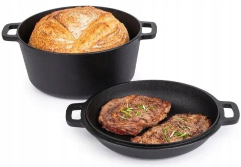 Garnek żeliwny 2w1, 4.5L, 26cm, KRISBERG KS-7702