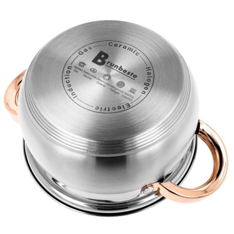 Garnki ze stali nierdzewnej na gaz indukcję zestaw garnków komplet 12-ele BRUNBESTE BB-2208