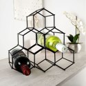 Metalowy stojak na wino butelki wina czarny do 6 butelek 29.5x28.5cm VILDE 229059 Metalowy stojak na wino butelki wina czarny do 6 butelek 29.5x28.5cm VILDE 229059