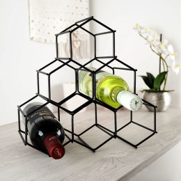 Metalowy stojak na wino butelki wina czarny do 6 butelek 29.5x28.5cm VILDE 229059