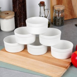 Miseczki kokilki ceramiczne do zapiekania piekarnika białe 260ml 6-ele VILDE 279006