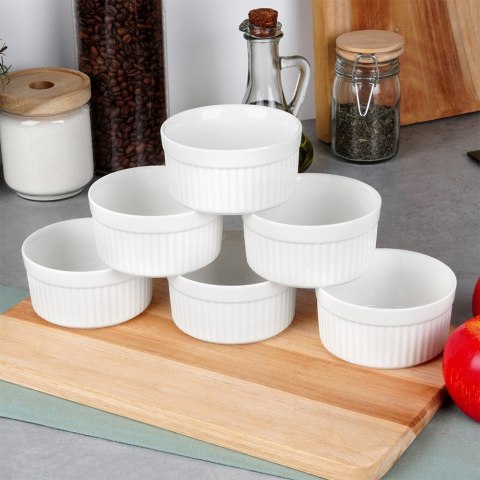 Miseczki kokilki ceramiczne do zapiekania piekarnika białe 260ml 6-ele VILDE 279006 Miseczki kokilki ceramiczne do zapiekania piekarnika białe 260ml 6-ele VILDE 279006