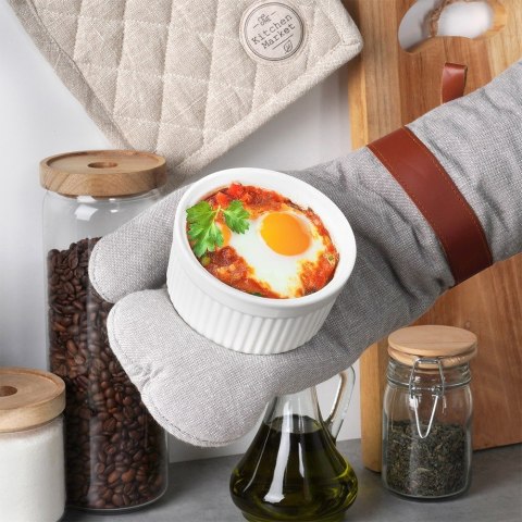 Miseczki kokilki ceramiczne do zapiekania piekarnika białe 260ml 6-ele VILDE 279006 Miseczki kokilki ceramiczne do zapiekania piekarnika białe 260ml 6-ele VILDE 279006