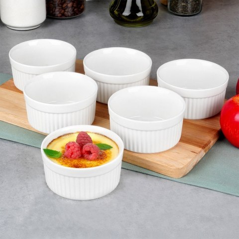 Miseczki kokilki ceramiczne do zapiekania piekarnika białe 260ml 6-ele VILDE 279006 Miseczki kokilki ceramiczne do zapiekania piekarnika białe 260ml 6-ele VILDE 279006