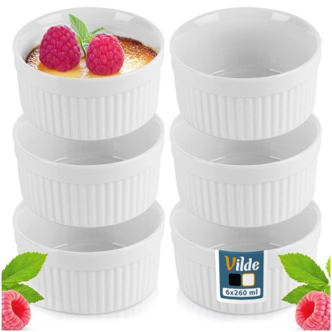 Miseczki kokilki ceramiczne do zapiekania piekarnika białe 260ml 6-ele VILDE 279006 Miseczki kokilki ceramiczne do zapiekania piekarnika białe 260ml 6-ele VILDE 279006