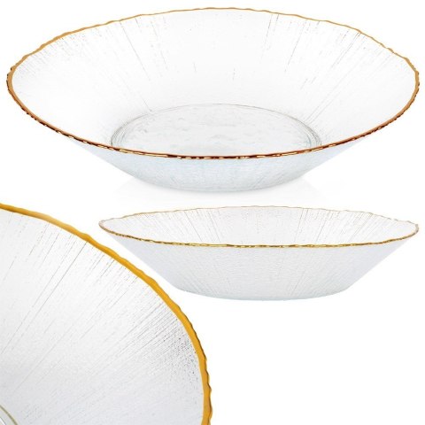 Miska sałatkowa do sałatki zupy szklana złota 20.5cm 500ml VILDE 139718 Miska sałatkowa do sałatki zupy szklana złota 20.5cm 500ml VILDE 139718