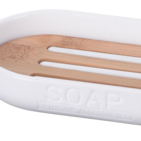 Mydelniczka bambusowa biała podstawka na mydło do mydła 13x8cm VILDE 532104 Mydelniczka bambusowa biała podstawka na mydło do mydła 13x8cm VILDE 532104
