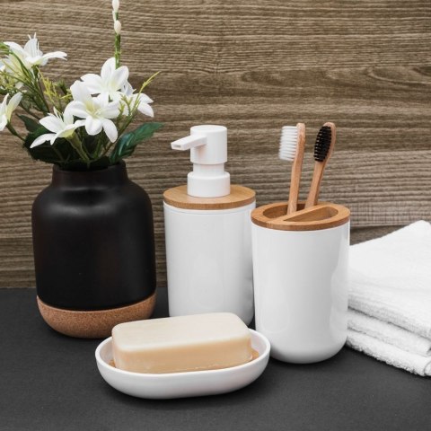 Mydelniczka bambusowa biała podstawka na mydło do mydła 13x8cm VILDE 532104 Mydelniczka bambusowa biała podstawka na mydło do mydła 13x8cm VILDE 532104