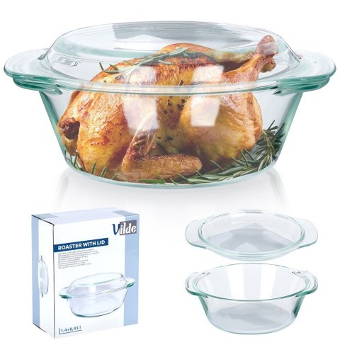 Naczynie żaroodporne z pokrywką szklane do zapiekania 1.4L + 430ml VILDE 259601 Naczynie żaroodporne z pokrywką szklane do zapiekania 1.4L + 430ml VILDE 259601