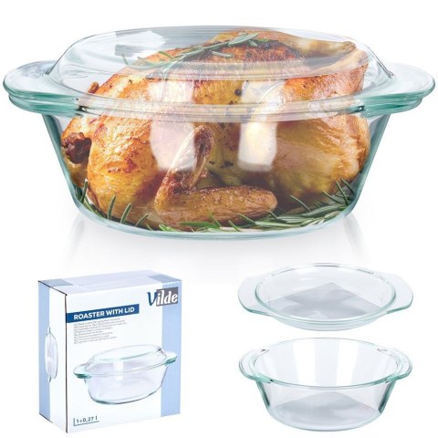 Naczynie żaroodporne z pokrywką szklane do zapiekania 1L + 270ml VILDE 259600 Naczynie żaroodporne z pokrywką szklane do zapiekania 1L + 270ml VILDE 259600