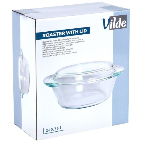 Naczynie żaroodporne z pokrywką szklane do zapiekania 2L + 750ml VILDE 259602 Naczynie żaroodporne z pokrywką szklane do zapiekania 2L + 750ml VILDE 259602