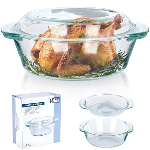 Naczynie żaroodporne z pokrywką szklane do zapiekania 2L + 750ml VILDE 259602 Naczynie żaroodporne z pokrywką szklane do zapiekania 2L + 750ml VILDE 259602