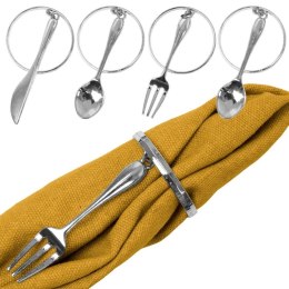 Obrączki pierścienie na serwetki metalowe srebrne sztućce 4cm 4 sztuki VILDE 139232