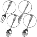 Obrączki pierścienie na serwetki metalowe srebrne sztućce 4cm 4 sztuki VILDE 139232 Obrączki pierścienie na serwetki metalowe srebrne sztućce 4cm 4 sztuki VILDE 139232
