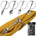 Obrączki pierścienie na serwetki metalowe srebrne sztućce 4cm 4 sztuki VILDE 139232 Obrączki pierścienie na serwetki metalowe srebrne sztućce 4cm 4 sztuki VILDE 139232
