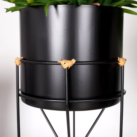 Osłona na doniczkę doniczki okrągła osłonka na stojaku metalowa czarna 17x31.5cm HOME STYLING COLLECTION 569956