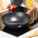 Patelnia głęboka wok granitowa NON-STICK indukcja BLACK&WOOD 28 cm VILDE 199079 Patelnia głęboka wok granitowa NON-STICK indukcja BLACK&WOOD 28 cm VILDE 199079