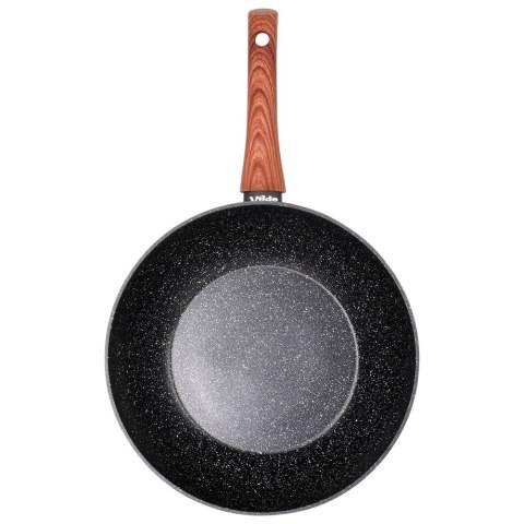 Patelnia głęboka wok granitowa NON-STICK indukcja BLACK&WOOD 28 cm VILDE 199079 Patelnia głęboka wok granitowa NON-STICK indukcja BLACK&WOOD 28 cm VILDE 199079
