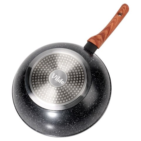 Patelnia głęboka wok granitowa NON-STICK indukcja BLACK&WOOD 28 cm VILDE 199079 Patelnia głęboka wok granitowa NON-STICK indukcja BLACK&WOOD 28 cm VILDE 199079