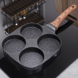 Patelnia granitowa do jajek sadzonych placków pancakes 4 otwory BLACK&WOOD 19x19 cm VILDE 199009