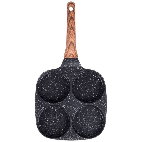 Patelnia granitowa do jajek sadzonych placków pancakes 4 otwory BLACK&WOOD 19x19 cm VILDE 199009 Patelnia granitowa do jajek sadzonych placków pancakes 4 otwory BLACK&WOOD 19x19 cm VILDE 199009