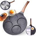 Patelnia granitowa do jajek sadzonych placków pancakes 4 otwory BLACK&WOOD 26 cm VILDE 199006 Patelnia granitowa do jajek sadzonych placków pancakes 4 otwory BLACK&WOOD 26 cm VILDE 199006