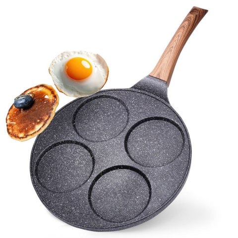 Patelnia granitowa do jajek sadzonych placków pancakes 4 otwory BLACK&WOOD 26 cm VILDE 199006 Patelnia granitowa do jajek sadzonych placków pancakes 4 otwory BLACK&WOOD 26 cm VILDE 199006
