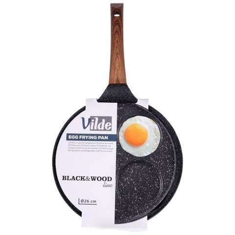 Patelnia granitowa do jajek sadzonych placków pancakes 4 otwory BLACK&WOOD 26 cm VILDE 199006 Patelnia granitowa do jajek sadzonych placków pancakes 4 otwory BLACK&WOOD 26 cm VILDE 199006