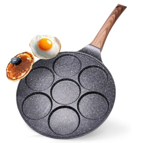 Patelnia granitowa do jajek sadzonych placków pancakes 7 otworów BLACK&WOOD 26 cm VILDE 199007 Patelnia granitowa do jajek sadzonych placków pancakes 7 otworów BLACK&WOOD 26 cm VILDE 199007