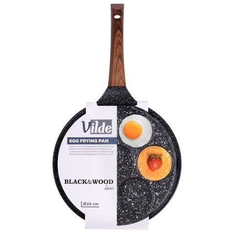 Patelnia granitowa do jajek sadzonych placków pancakes 7 otworów BLACK&WOOD 26 cm VILDE 199007 Patelnia granitowa do jajek sadzonych placków pancakes 7 otworów BLACK&WOOD 26 cm VILDE 199007