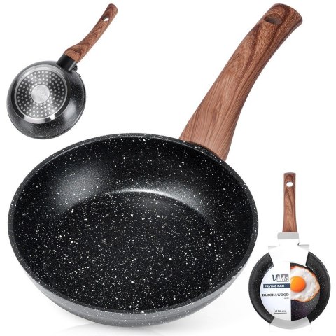 Patelnia granitowa nieprzywierająca indukcja NON-STICK BLACK&WOOD 16 cm VILDE 199058 Patelnia granitowa nieprzywierająca indukcja NON-STICK BLACK&WOOD 16 cm VILDE 199058