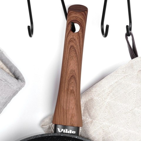 Patelnia granitowa nieprzywierająca indukcja NON-STICK BLACK&WOOD 20 cm VILDE 199059 Patelnia granitowa nieprzywierająca indukcja NON-STICK BLACK&WOOD 20 cm VILDE 199059