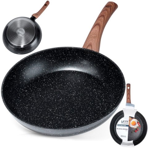 Patelnia granitowa nieprzywierająca indukcja NON-STICK BLACK&WOOD 26 cm VILDE 199061 Patelnia granitowa nieprzywierająca indukcja NON-STICK BLACK&WOOD 26 cm VILDE 199061